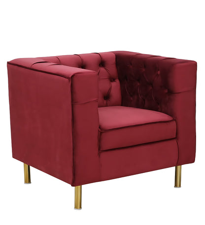 Oxtem Single Seater Fabric Sofa (Red),Pre-Assembled)