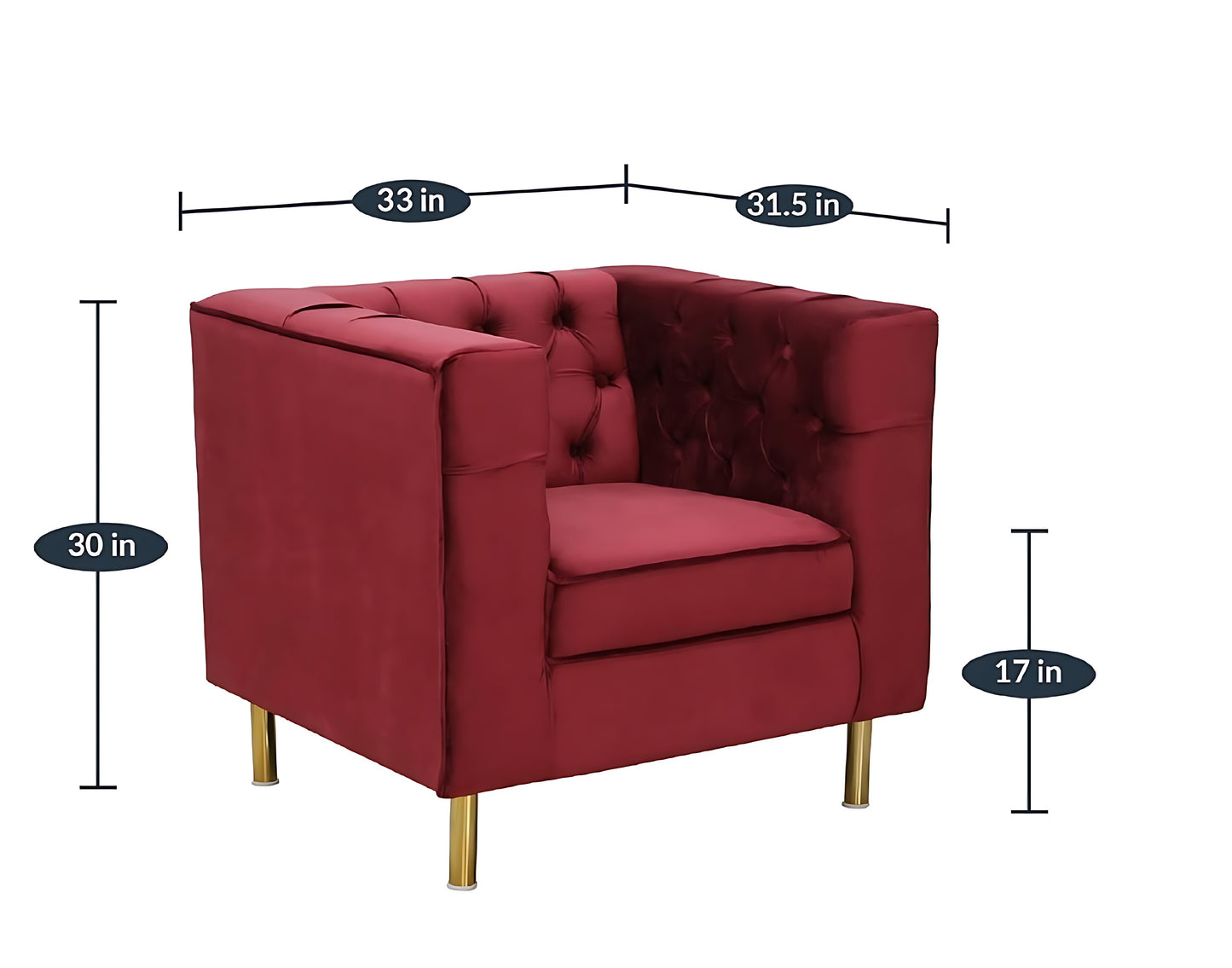Oxtem Single Seater Fabric Sofa (Red),Pre-Assembled)