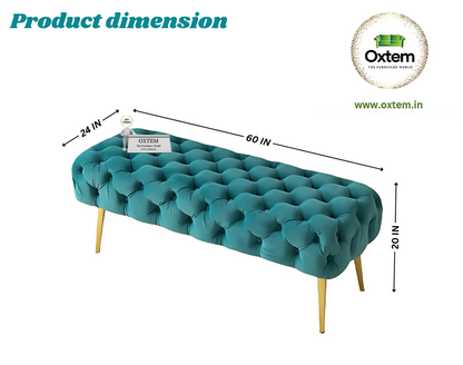 Oxtem Ottoman Stool for Living Room Chesterfield Foot Rest Puffy (Pre-Assembled)