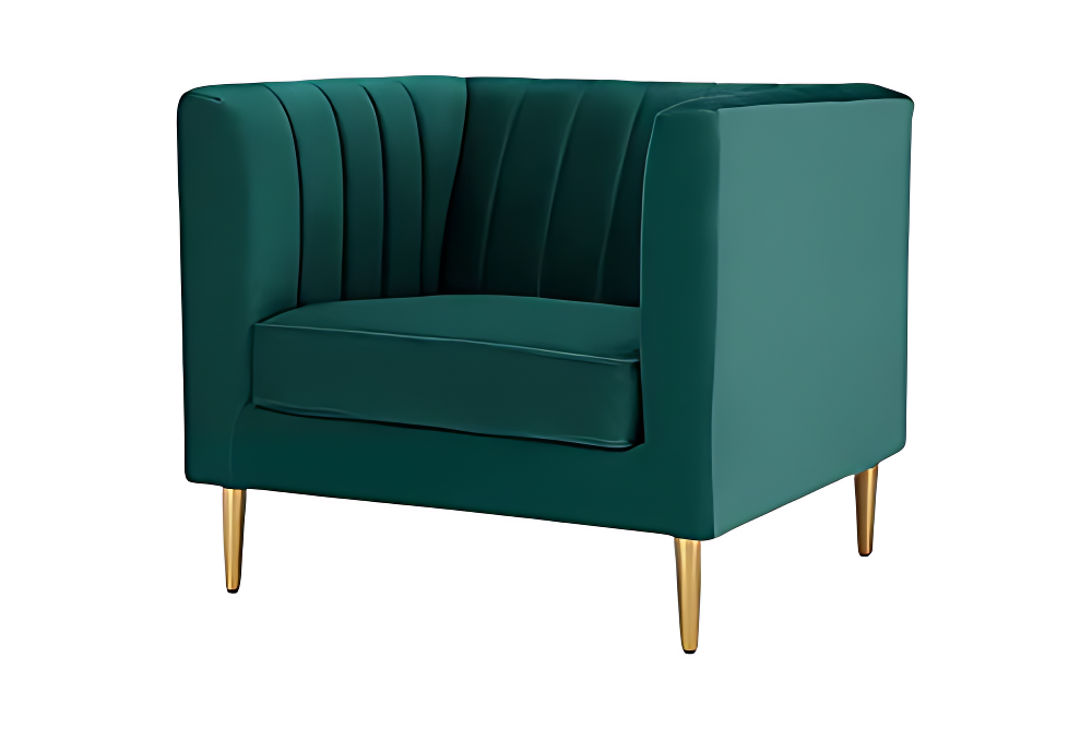 Oxtem Single Seater Fabric Sofa (Green),Pre-Assembled)