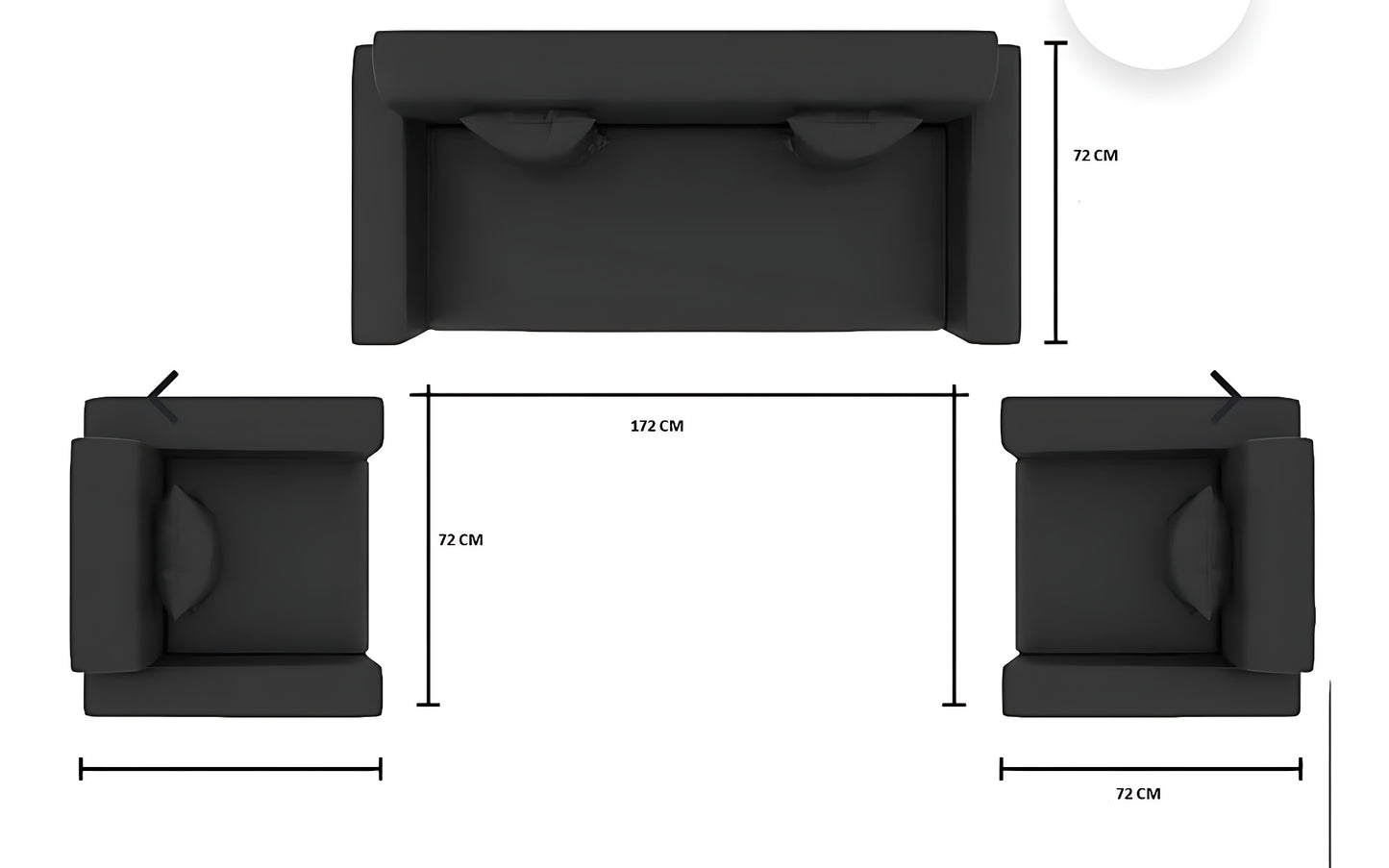 Oxtem 5 Seater Leatherette Sofa Set 3 + 1 + 1 ( Black) Pre-Assembled)