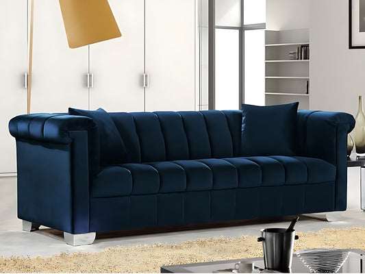 Oxtem 3 Seater Fabric Sofa (Blue) Pre-Assembled)